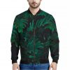 Tropical Fern Leaf Print Bomber Jacket