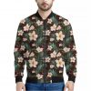 Tropical Frangipani Flower Print Bomber Jacket
