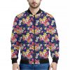 Tropical Frangipani Plumeria Print Bomber Jacket