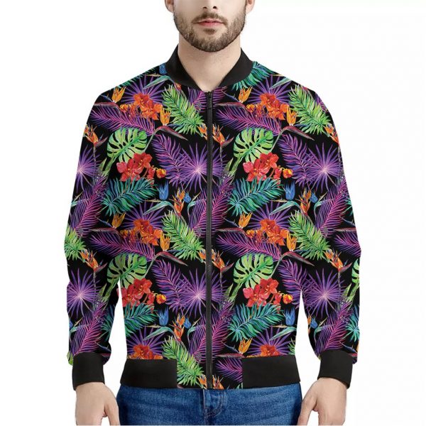 Tropical Hawaiian Jungle Print Bomber Jacket