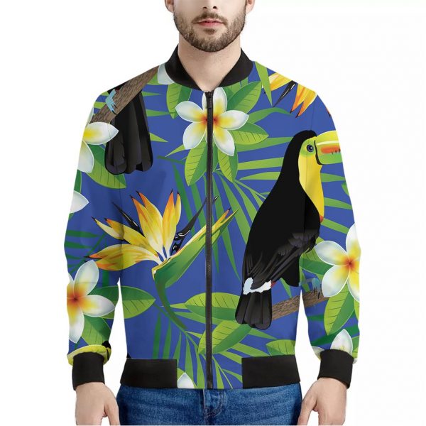 Tropical Keel-Billed Toucan Print Bomber Jacket