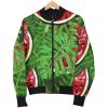 Tropical Leaf Watermelon Pattern Print Bomber Jacket