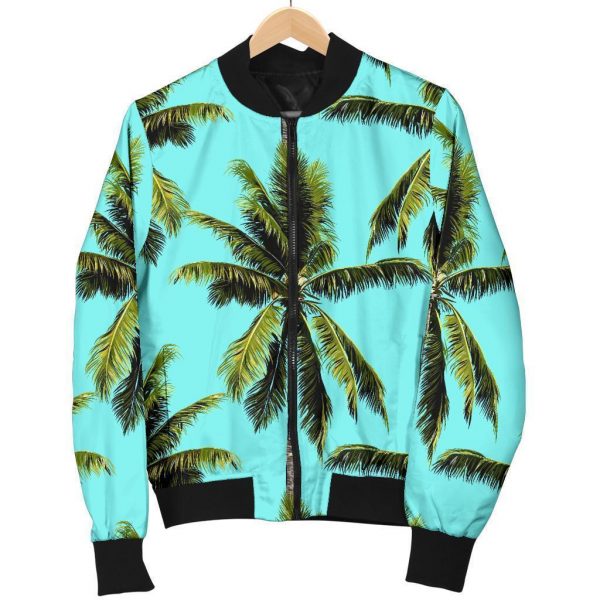 Tropical Palm Tree Pattern Print Bomber Jacket
