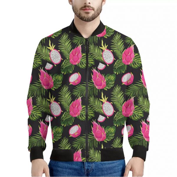 Tropical Pitaya Pattern Print Bomber Jacket