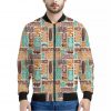 Tropical Tiki Pattern Print Bomber Jacket