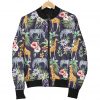Tropical Zebra Giraffe Pattern Print Bomber Jacket