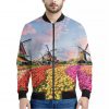 Tulip Field Print Bomber Jacket