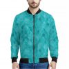 Turquoise Argyle Pattern Print Bomber Jacket