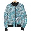 Turquoise Floral Bohemian Pattern Print Bomber Jacket