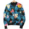Turquoise Tropical Hawaii Pattern Print Bomber Jacket