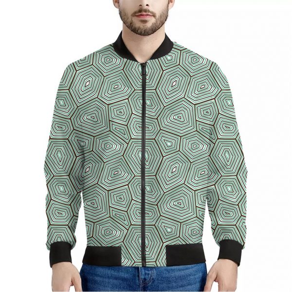Turtle Shell Pattern Print Bomber Jacket