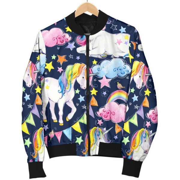 Unicorn Night Festival Pattern Print Bomber Jacket