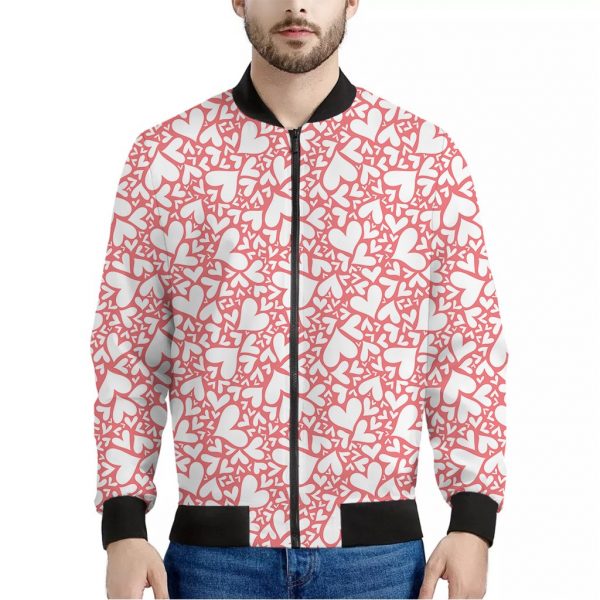 Valentine's Day Heart Pattern Print Bomber Jacket