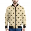Vintage Bee Pattern Print Bomber Jacket