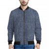 Vintage Blue Denim Jeans Print Bomber Jacket