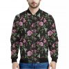 Vintage Floral Hummingbird Print Bomber Jacket