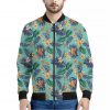 Vintage Hawaiian Aloha Pattern Print Bomber Jacket