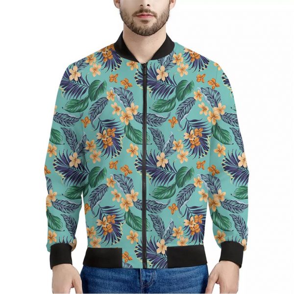 Vintage Hawaiian Aloha Pattern Print Bomber Jacket