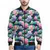 Vintage Lotus Floral Print Bomber Jacket