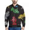 Vintage Robot Pattern Print Bomber Jacket