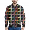 Vintage Vinyl Records Pattern Print Bomber Jacket