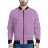 Violet Knitted Pattern Print Bomber Jacket