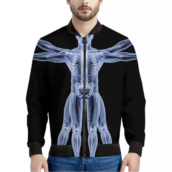 Vitruvian Man X-Ray Print Bomber Jacket