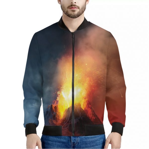 Volcano Eruption Print Bomber Jacket