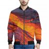Volcano Lava Print Bomber Jacket