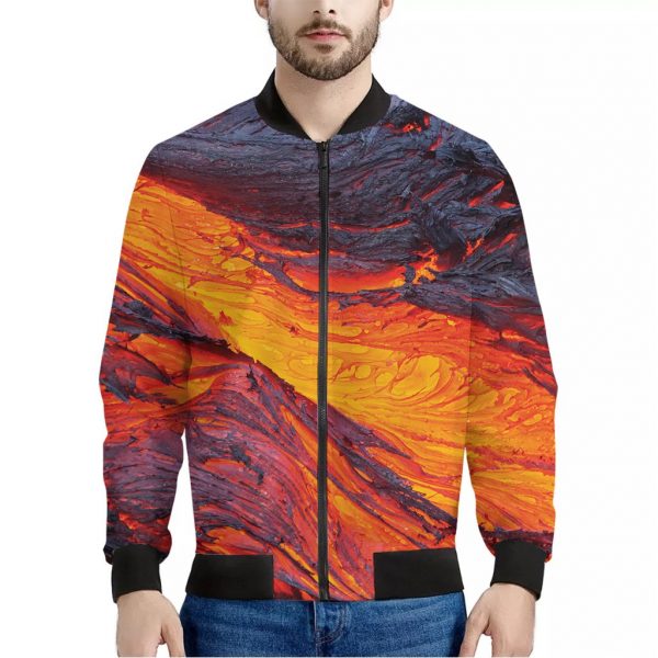 Volcano Lava Print Bomber Jacket