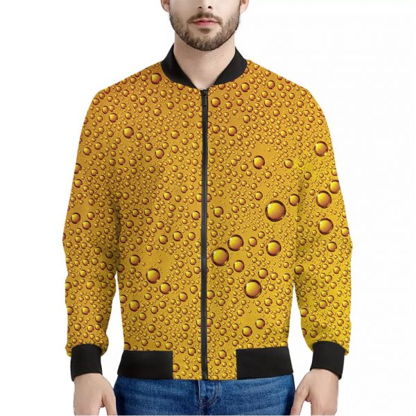 Water Drops On Beer Print Bomber Jacket