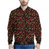 Watercolor Cherry Pattern Print Bomber Jacket