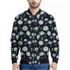 Watercolor Daisy Floral Pattern Print Bomber Jacket