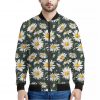 Watercolor Daisy Flower Pattern Print Bomber Jacket