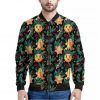 Watercolor Gingerbread Pattern Print Bomber Jacket