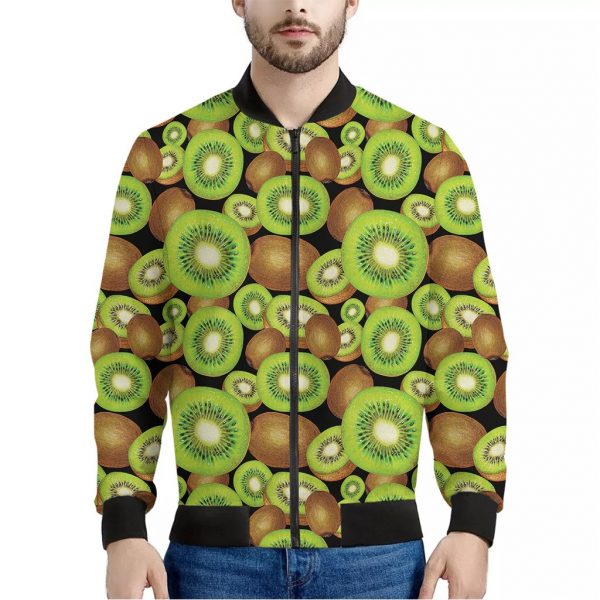 Watercolor Kiwi Pattern Print Bomber Jacket