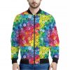 Watercolor Rainbow Pattern Print Bomber Jacket