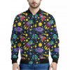 Watercolor Rocket Pattern Print Bomber Jacket