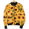 Watercolor Sunflower Pattern Print Bomber Jacket