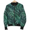 Watercolor Tropical Leaf Pattern Print Bomber Jacket