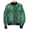 Watercolor Tropical Leaves Pattern Print Bomber Jacket