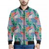 Watercolor Tropical Patchwork Print Bomber Jacket