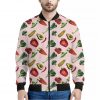 Watercolor Vegan Pattern Print Bomber Jacket