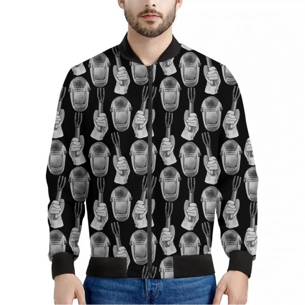 Watercolor Welder Pattern Print Bomber Jacket