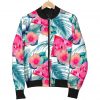 Watermelon Teal Hawaiian Pattern Print Bomber Jacket
