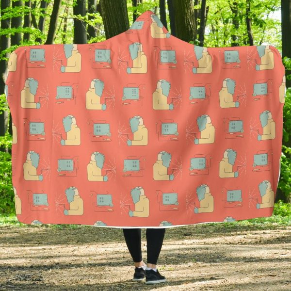 Welder Pattern Print Hooded Blanket Cloak Blanket