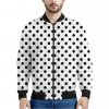 White And Black Polka Dot Pattern Print Bomber Jacket