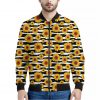 White And Black Stripe Sunflower Print Bomber Jacket