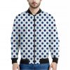 White And Blue Polka Dot Pattern Print Bomber Jacket