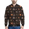 White And Orange Aboriginal Dot Print Bomber Jacket